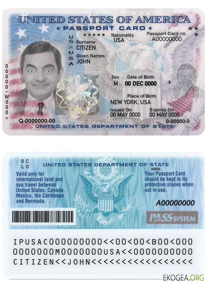 Modèle PSD de carte d'identité de passeport américain, entièrement modifiable, version 2 (1)